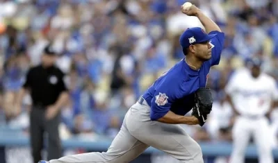 El lanzador colombiano, José Quintana, durante su actuación.