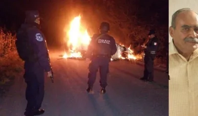 Alertada la policía llegó en medio del incendio del vehículo de Ranferi Hernández Acevedo.