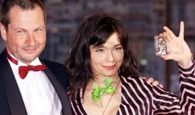 Lars von Trier junto a Björk en Cannes.