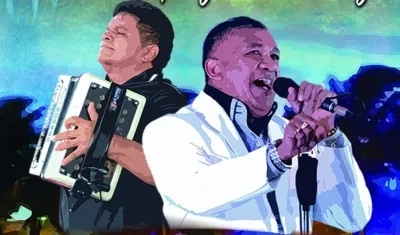 El acordeonero Álvaro López y el cantautor Ivo Díaz.