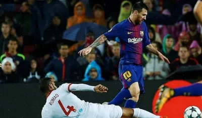 Lionel Messi en una acción del partido.