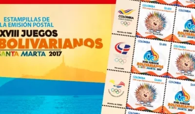 Así lucirán als estampillas de los Juegos Bolivarianos de Santa Marta 2017.