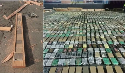 Cargamento de cocaína encontrado por las autoridades en Barranquilla.
