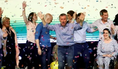 El Presidente Mauricio Macri, celebrando los resultados.