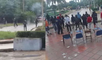 El Grupo Esmad de la Policía ingresó después de la una de la tarde a la sede de la Universidad del Atlántico 