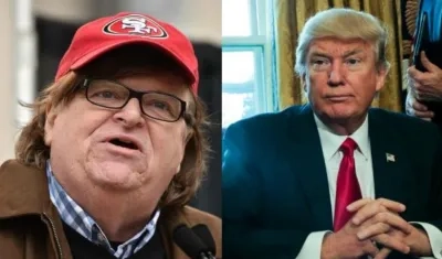 El cineasta Michael Moore y el presidente Donald Trump.