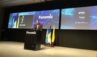 El secretario de Cultura del Distrito, Juan José Jaramillo, durante su intervención en el Formic, en Buenos Aires.