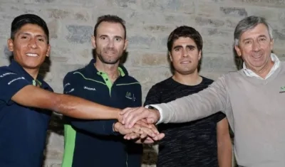 Nairo Quintana, Alejandro Valverde, Mikel Landa y Eusebio Enzue. 