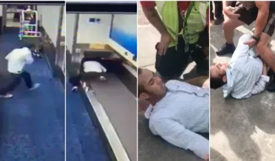 El hombre se metió por la máquina transportadora de equipaje para llegar a la pista del aeropuerto donde fue arrestado.