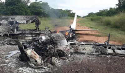 Aspecto de la aeronave neutralizada en tierra.