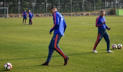 Giovanni Moreno entrena con la Selección Colombia. 