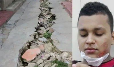 El joven cayó en esta zanja.