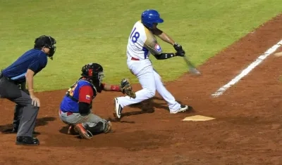 Acción el juego entre Colombia y Venezuela. 