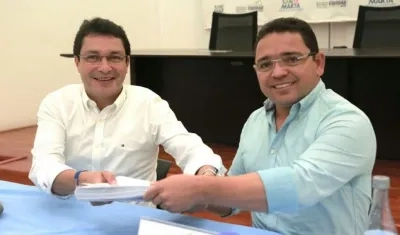 Carlos Caicedo y Rafael Martínez, exalcalde y alcalde de Santa Marta.