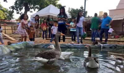 Algunas personas se han tomado fotos en el nuevo pesebre.