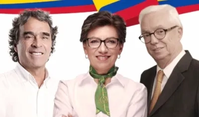 Los precandidatos Sergio Fajardo, Claudia López y Jorge Robledo.