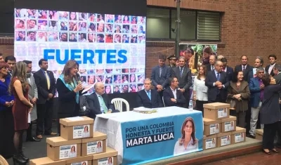 Marta Lucía Ramírez, durante la presentación de las firmas.