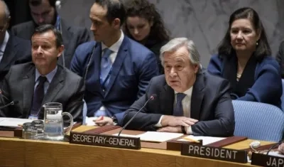 El Secretario General de la ONU, António Guterres, en el Consejo de Seguridad.