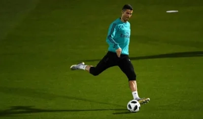 Cristiano Ronaldo durante un entrenamiento. 
