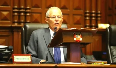 Pedro Pablo Kuczynski, Presidente del Perú, interviniendo en el Congreso.