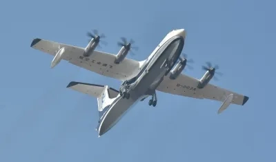 El AG600 en pleno vuelo.