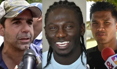 El Alcalde Alejandro Char, Yimmi Chará y Teófilo Gutiérrez.