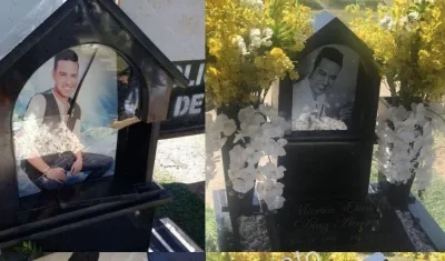 La tumba de Martín Elías, antes y después de los arreglos.