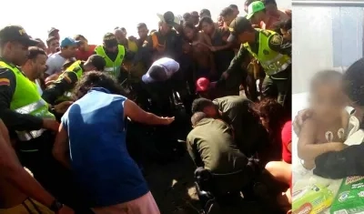 Momentos en que personal de la Policía de carabineros auxiliaba al pequeño.