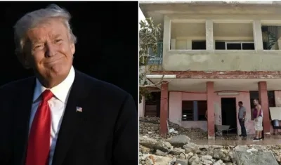 Donald Trump e imagen del desastre que provocó el huracán Irma.