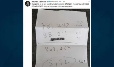 El trino del Ministro de Hacienda Mauricio Cárdenas Santamaría.