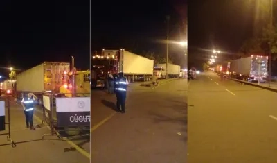 Los camiones en la frontrera colombo - venezolana.