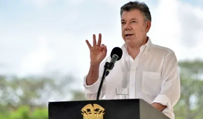 El Presidente Santos durante su discurso en Cartagena.