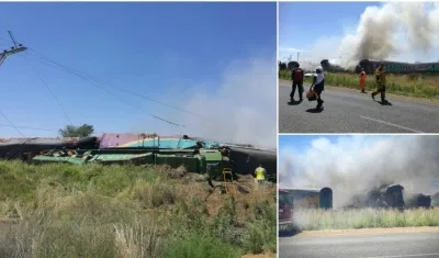 Así quedó el tren después del accidente.