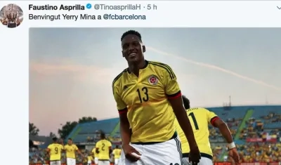 Faustino Asprilla trinó esto en su perfil de Twitter. 