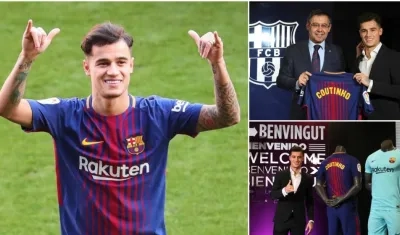 Coutinho se presentó en el estadio Camp Nou.