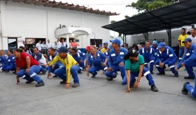 Escobitas en pleno ensayo.