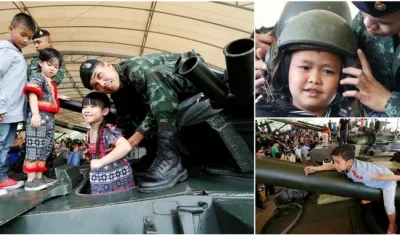 Los menores jugaron con todo el armamento. 