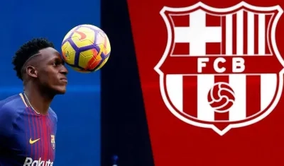 Yerry Mina ya lució la camiseta del Barcelona. 