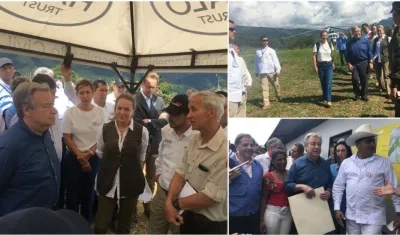 El secretario general de la ONU, António Guterres, durante su visita a Mesetas.