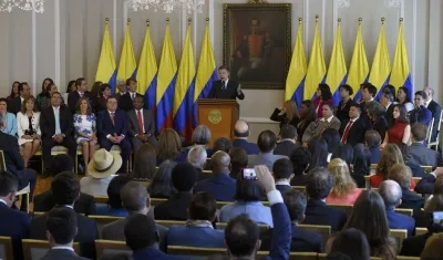 Santos durante posesión de los magistrados de la JEP.