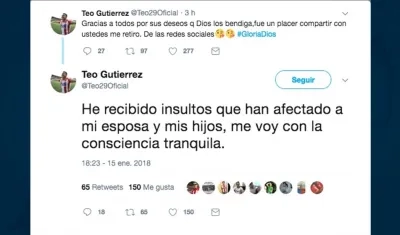 Los trinos anunciando su decisión.