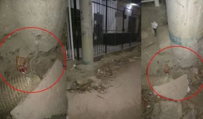 Este es el poste averiado por donde sale el cable que alcanzó al menor.