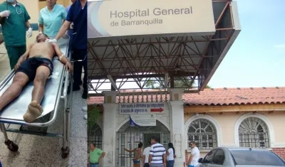 La víctima cuando recibía atención en el Hospital General de Barranquilla.