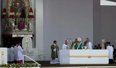 Papa Francisco durante su última misa en Perú.