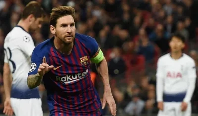 Lionel Messi celebra una de sus anotaciones. 