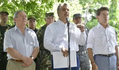 El Presidente Iván Duque al término del Consejo de Seguridad en el municipio de Caucasia.