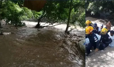 Imágenes del rio Gaira a la altura de la verda Puerto Mosquito, minutos después que la creciente arrastrara a los bañistas.