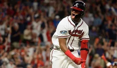 Ronald Acuña, pelotero de los Bravos. 