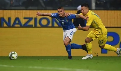 Acción del duelo entre Italia y Ucrania. 