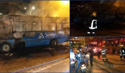 Bomberos llegaron al lugar del incendio en la Circunvalar.